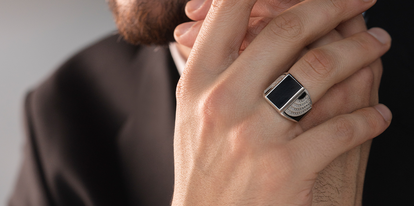 Stainless Steel Ring for Men | Opal Wedding Band for Men | 8mm