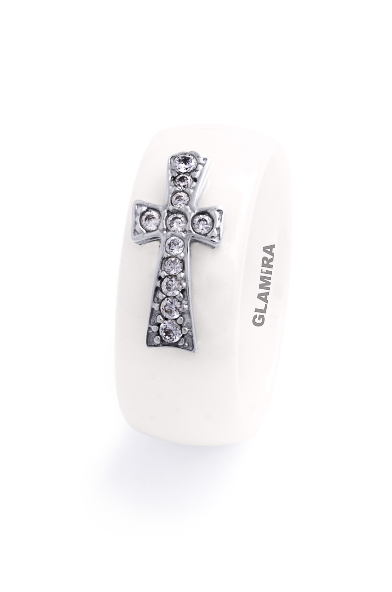 Women's Wedding Ring Ceramic Cross